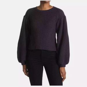 Maisie Women's Peter Bishop Sleeve Sweater Navy Blue Top Medium Shirt